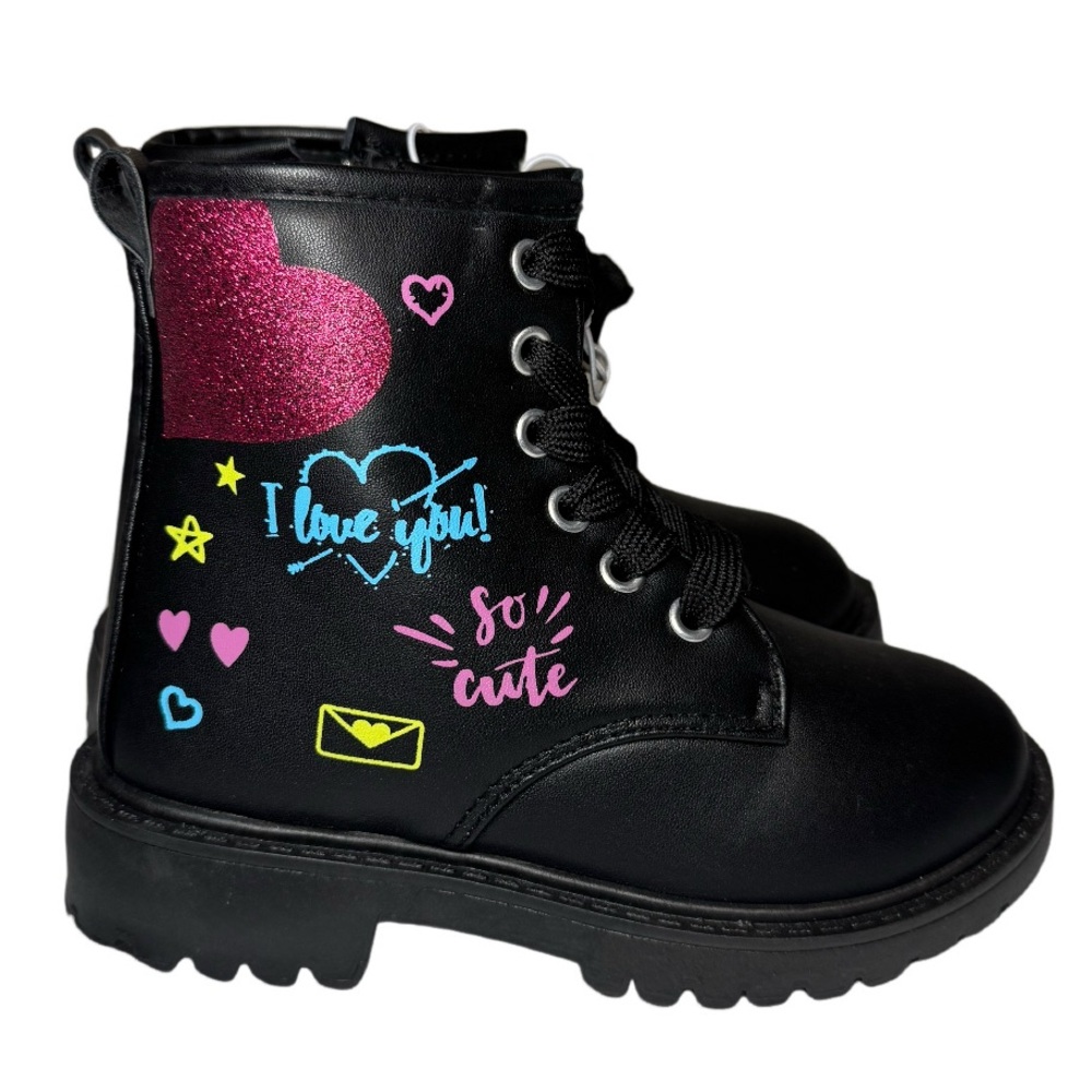 Black Boots with Colorful Graphics new